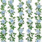 5Pcs 34FT Blue Flower Garland Artificial Rose Vine Wedding Home Decor