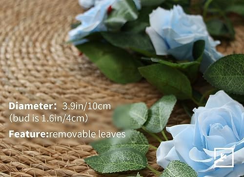 5Pcs 34FT Blue Flower Garland Artificial Rose Vine Wedding Home Decor, alternate view 4