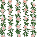5Pcs 34FT Flower Garland Pink Artificial Rose Vine Wedding Home Decor
