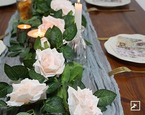 5Pcs 34FT Flower Garland Pink Artificial Rose Vine Wedding Home Decor, alternate view 2
