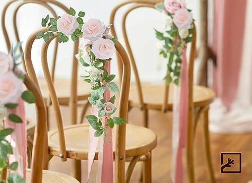 5Pcs 34FT Flower Garland Pink Artificial Rose Vine Wedding Home Decor, alternate view 6