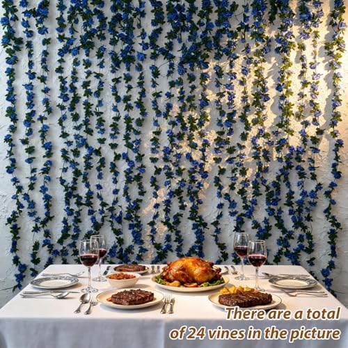 5Pcs 41FT Deep Blue Flower Garland for Backdrop and Wedding Arch, alternate view 2