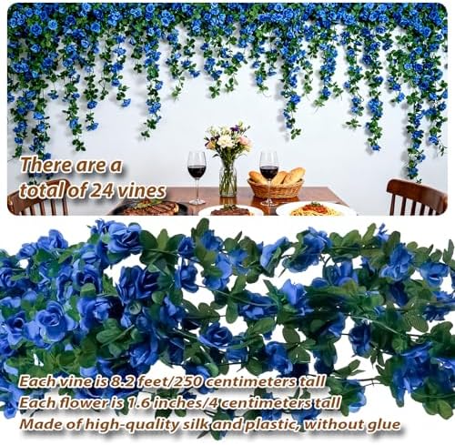 5Pcs 41FT Deep Blue Flower Garland for Backdrop and Wedding Arch, alternate view 3