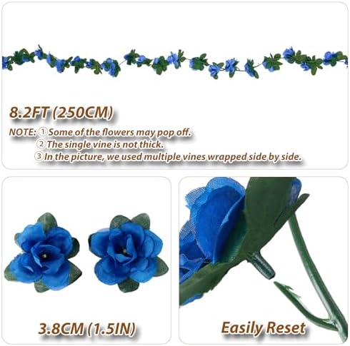 5Pcs 41FT Deep Blue Flower Garland for Backdrop and Wedding Arch, alternate view 4