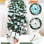 5Pcs 41Ft Flower Garland Rose Vines Blue & White Floral Garland Flower Vine in Blue and White, alternate view 4