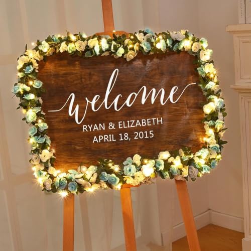 5Pcs 41Ft Flower Garland with Lights Blue & White Floral Garland Rose Vines in Blue and White-ld, alternate view 5