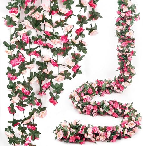 5Pcs 41FT Pink Flower Garland for Backdrop and Mothers Day Decor