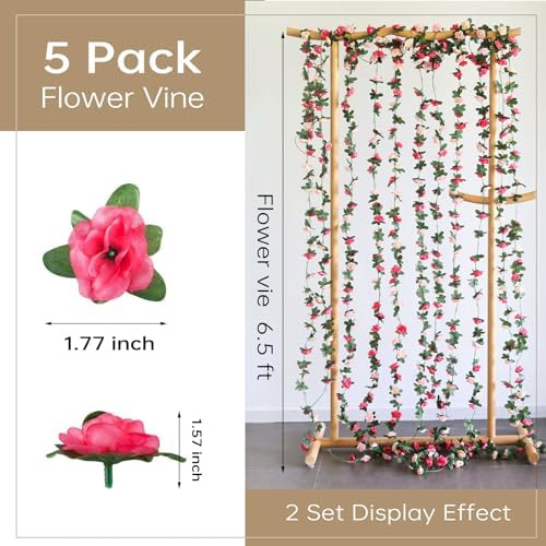 5Pcs 41FT Pink Flower Garland for Backdrop and Mothers Day Decor, alternate view 2