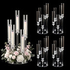 5PCS Acrylic Candelabra for Table Centerpieces,5 Arm Candle Stick Candle Holder Bulk for Wedding Party Birthday