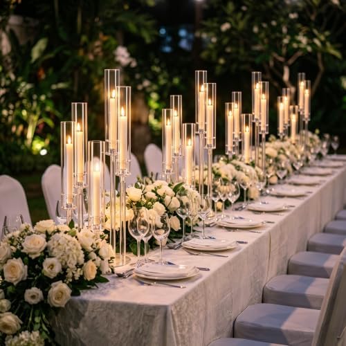 5PCS Acrylic Candelabra for Table Centerpieces,5 Arm Candle Stick Candle Holder Bulk for Wedding Party Birthday, alternate