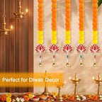 5PCS Artificial Marigold Garland with Lotus and Bell for Diwali Decoration, alternate view 3