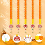 5PCS Artificial Marigold Garland with Lotus and Bell for Diwali Decoration, alternate view 5