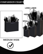 5PCS Black Gift Bags with Ribbon Handles 9.6"x7.9"x4.3" Medium Size Gift Bags (Tissue Paper included, Medium, alternate view