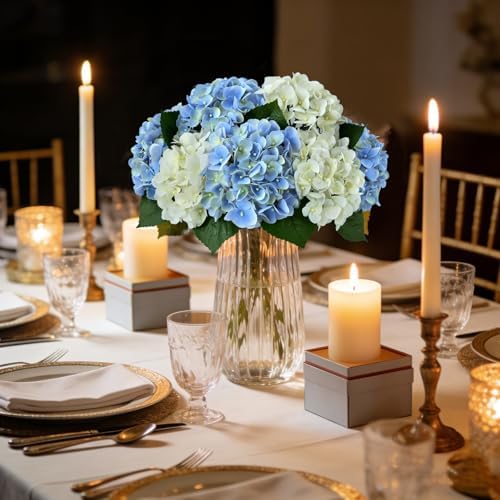 5PCS Blue Hydrangea Artificial Flowers, Real Touch Latex Faux, alternate view 4
