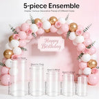 5Pcs Clear Cylinder Pedestal Stands for Party & Cake Stand, Clear Acrylic Round Pedestal Display Stand Plinth, alternate view