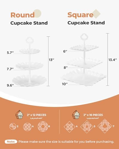 5pcs Cupcake Stand Dessert Table Display Set Serving Tray for Party in Bright White, alternate view 3
