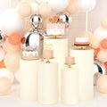 5pcs Cylinder Pedestal Covers for Birthday Party Decor, Beige in Beige