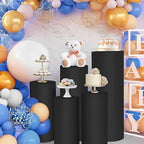 5pcs Cylinder Pedestal Covers for Birthday Party Decor, Black in Black, alternate view 2