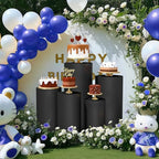 5pcs Cylinder Pedestal Covers for Birthday Party Decor, Black in Black, alternate view 4