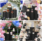 5pcs Cylinder Pedestal Covers for Birthday Party Decor, Black in Black, alternate view 5