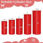 5pcs Cylinder Pedestal Covers for Birthday Party Decor, Red in Red, alternate view 2