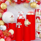 5pcs Cylinder Pedestal Covers for Birthday Party Decor, Red in Red, alternate view 4