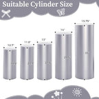 5pcs Cylinder Pedestal Covers for Birthday Party Decor, Sliver in Sliver, alternate view 2