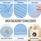 5Pcs Cylinder Pedestal Stand Covers, Blue Spandex Stretch Fit in Baby Blue, alternate view 4