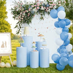 5Pcs Cylinder Pedestal Stand Covers, Blue Spandex Stretch Fit in Baby Blue, alternate view 5