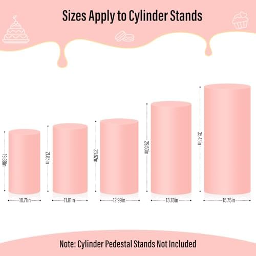 5Pcs Cylinder Pedestal Stand Covers, Dusty Pink Spandex in - in Dusty Pink, alternate view 2