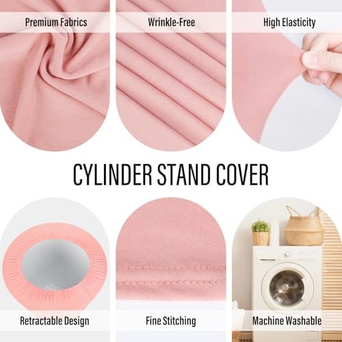 5Pcs Cylinder Pedestal Stand Covers, Dusty Pink Spandex in - in Dusty Pink, alternate view 3