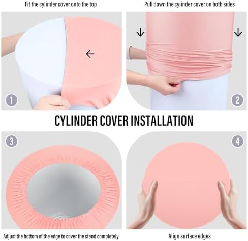 5Pcs Cylinder Pedestal Stand Covers, Dusty Pink Spandex in - in Dusty Pink, alternate view 6