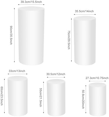 5Pcs Cylinder Pedestal Stands, White Cake Dessert Display Stand for Party in White, alternate view 2
