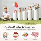 5Pcs Cylinder Pedestal Stands, White Cake Dessert Display Stand for Party in White, alternate view 6