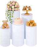 5PCS Cylinder Pedestal Stands, White Round Cake Pedestal Display, Sturdy Display Stands Pillars, Cylinder Table