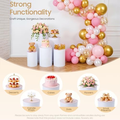5PCS Cylinder Pedestal Stands, White Round Cake Pedestal Display, Sturdy Display Stands Pillars, Cylinder Table, alternate
