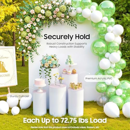 5PCS Cylinder Pedestal Stands, White Round Cake Pedestal Display, Sturdy Display Stands Pillars, Cylinder Table, alternate