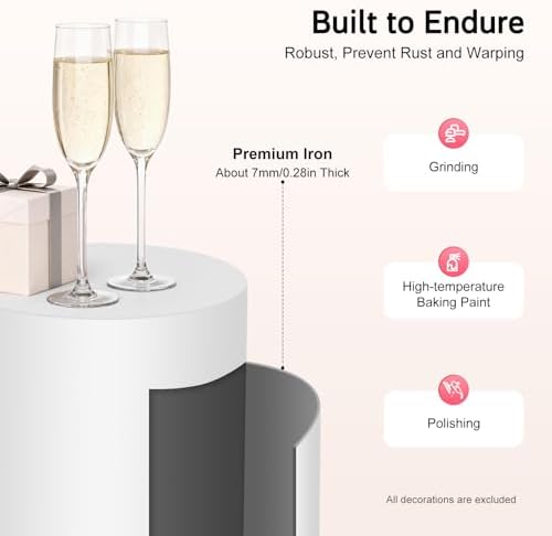 5Pcs Cylinder Stands, Round Cylinder Stands for Wedding & Party in White, alternate view 3