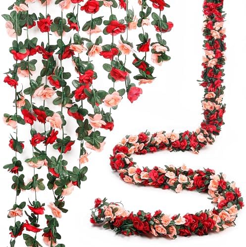 5Pcs Dark Red Flower Garland for Backdrop and Wedding Arch