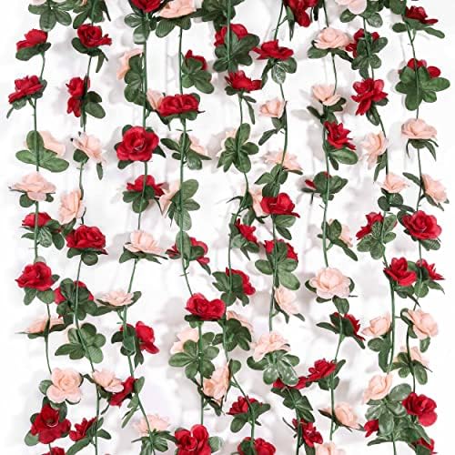 5Pcs Dark Red Flower Garland for Backdrop and Wedding Arch, alternate view 3