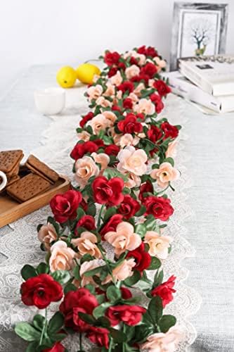 5Pcs Dark Red Flower Garland for Backdrop and Wedding Arch, alternate view 4
