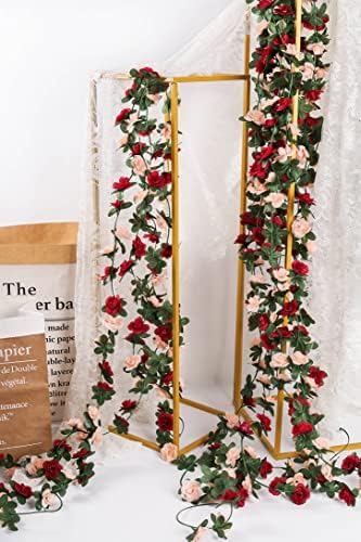 5Pcs Dark Red Flower Garland for Backdrop and Wedding Arch, alternate view 5