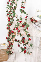 5Pcs Dark Red Flower Garland for Backdrop and Wedding Arch, alternate view 6