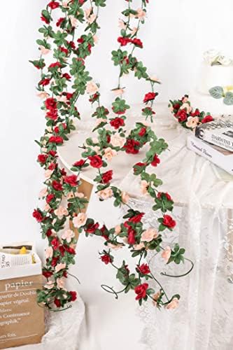 5Pcs Dark Red Flower Garland for Backdrop and Wedding Arch, alternate view 6