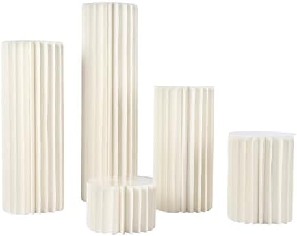 5PCS Foldable Cardboard Centerpiece Display, 8in 15in 23in 31in 3.3ft Height Cylinder Flowers Stand, 110lbs, alternate view 4
