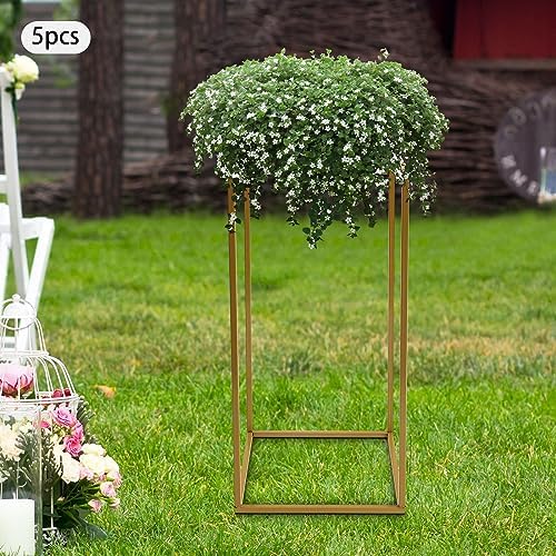 5pcs Gold Flower Stand, 23.6" Metal Column Display Rack in Gold, alternate view 6
