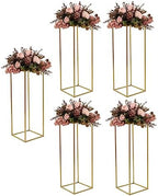 5pcs Gold Flower Stand,23.6'' Metal Column Flower Stand, Gold Centerpieces for Table Wedding Party, Tall