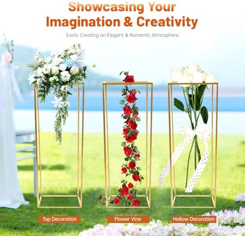 5pcs Gold Flower Stand, 31.5" Metal Column Display Rack in Gold, alternate view 3