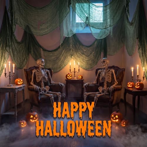 5Pcs Halloween Creepy Cloth Green 30×72inch, Creepy Fabric Halloween for Haunted House Supplies, Party Outdoor, alternate