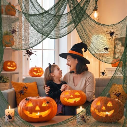 5Pcs Halloween Creepy Cloth Green 30×72inch, Creepy Fabric Halloween for Haunted House Supplies, Party Outdoor, alternate